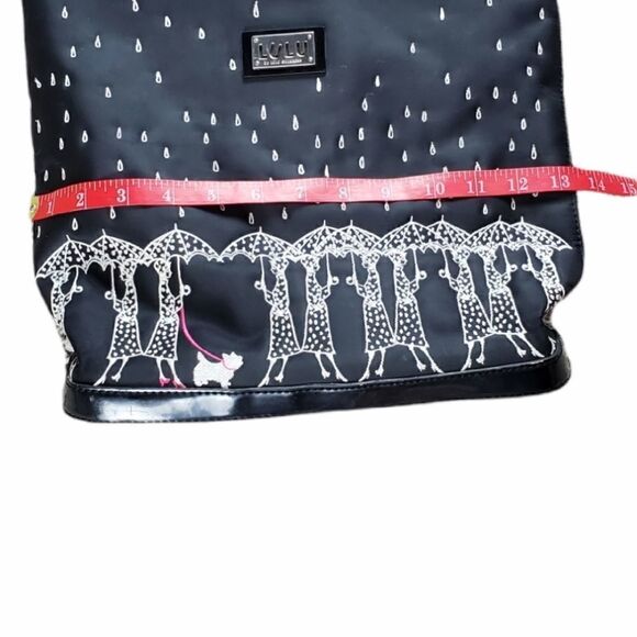 Lulu Guiness Black Purse with Umbrella Embroidery Design - Picture 4 of 10